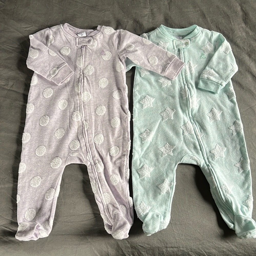 Cozy Teal and Purple Baby Footie set